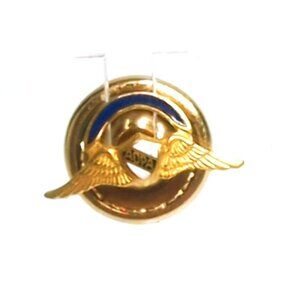 Vintage AOPA Pilot Wing Pin Badge Gold-Tone Screw Back
